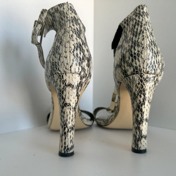 CALVIN KLEIN | Black & Cream Snakeskin Sandals Sz 7.5 - Picture 3 of 5